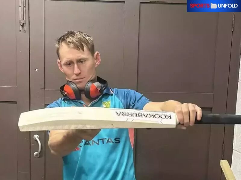 Marnus Labuschagne fine tunes weight of his bat using tools from the groundstaff shed ahead of the 5th Ashes Test at the Oval