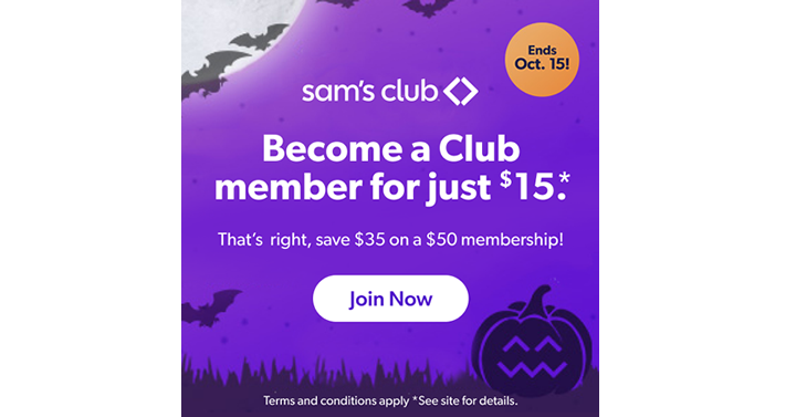 Hot Deal! Become a Sam’s Club member for just $15. That’s right, save $35 on a $50 membership!