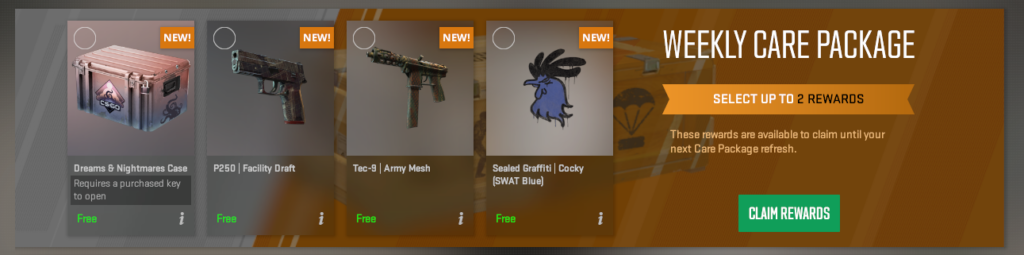 How to get free CS2 skins from weekly drops