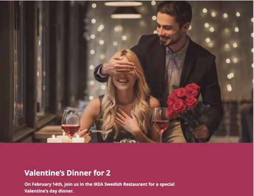 IKEA Canada Valentine’s Day Dinner for 2 Offer