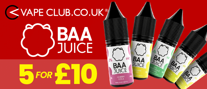 Vape Deal!! 5x 10ml Baa Juice E-liquid For Only £10!