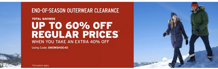 Eddie Bauer Canada End of Season Outerwear Clearance Sale: Save an Extra 40% off with Coupon Code