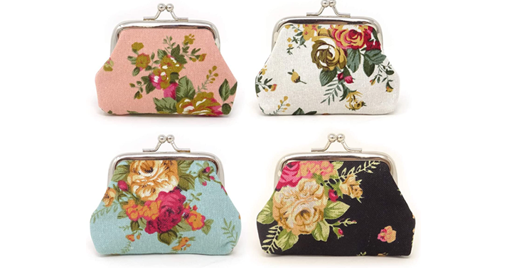 Canvas Floral Rose Flower Coin Purses – 4 Pieces – Just $8.99!