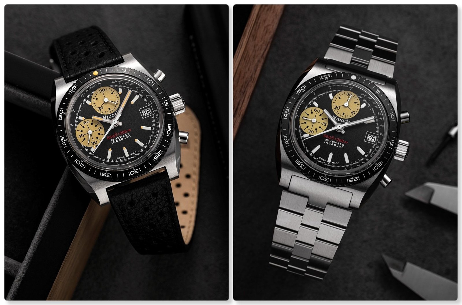 Introducing: The 38mm Nivada Grenchen Chronosport With Either Yellow Or White Lume