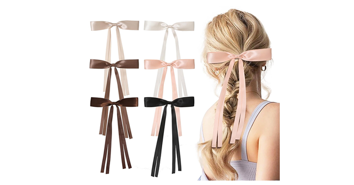 Hair Ribbon Soft Bows on Barrettes – 6 Pack – Just $6.99!