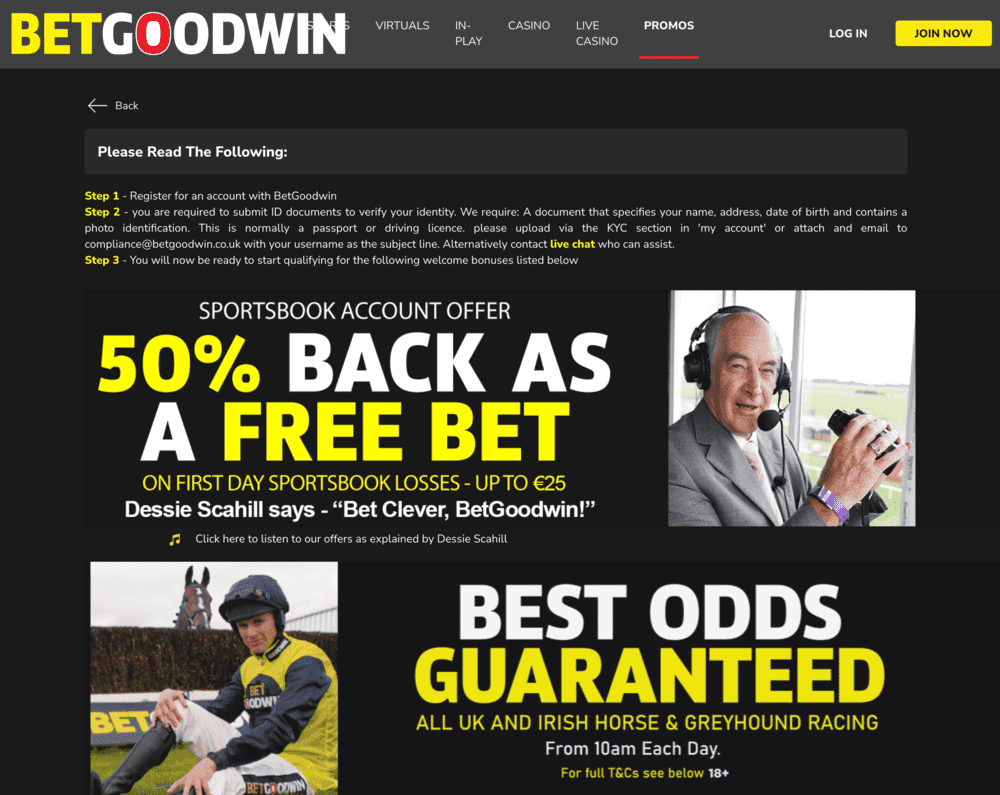 Get €25 from new bookmaker Betgoodwin