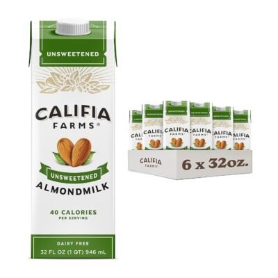 Califia Farms – Unsweetened Almond Milk, 32 Oz (Pack of 6) Only $10.33