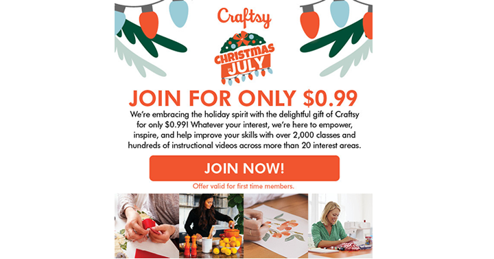 Celebrate Christmas in July with Craftsy! Premium Membership for just $0.49!