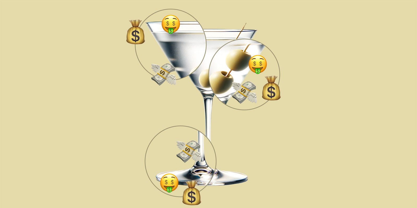 The Economics of a Martini at 5 Top Bars, Visualized