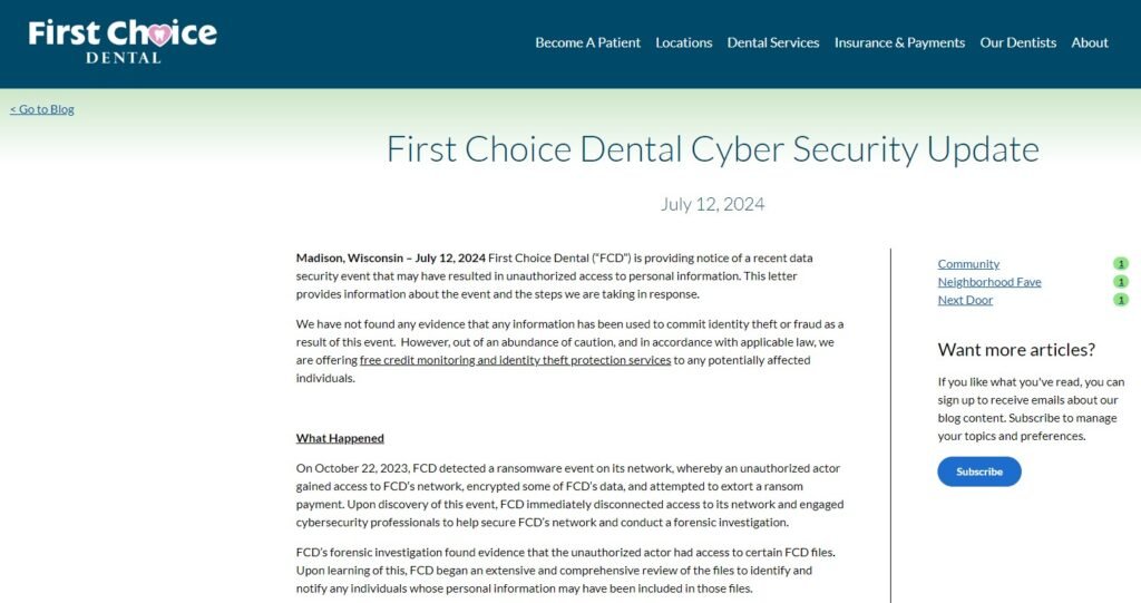 First Choice Dental notifies 227K people of data breach that compromised SSNs, credit cards, and health info