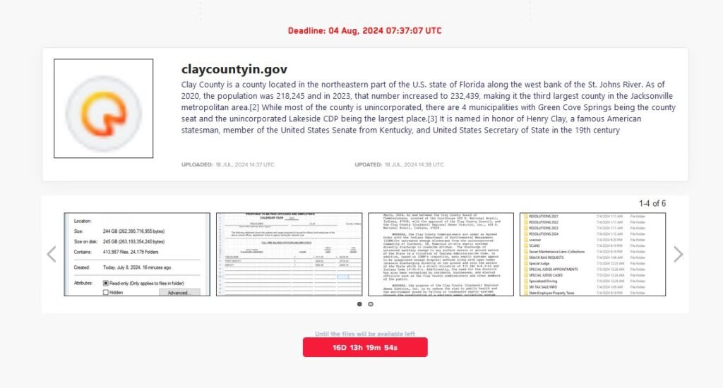 LockBit ransomware gang claims attack on Clay County, IN; local disaster declared