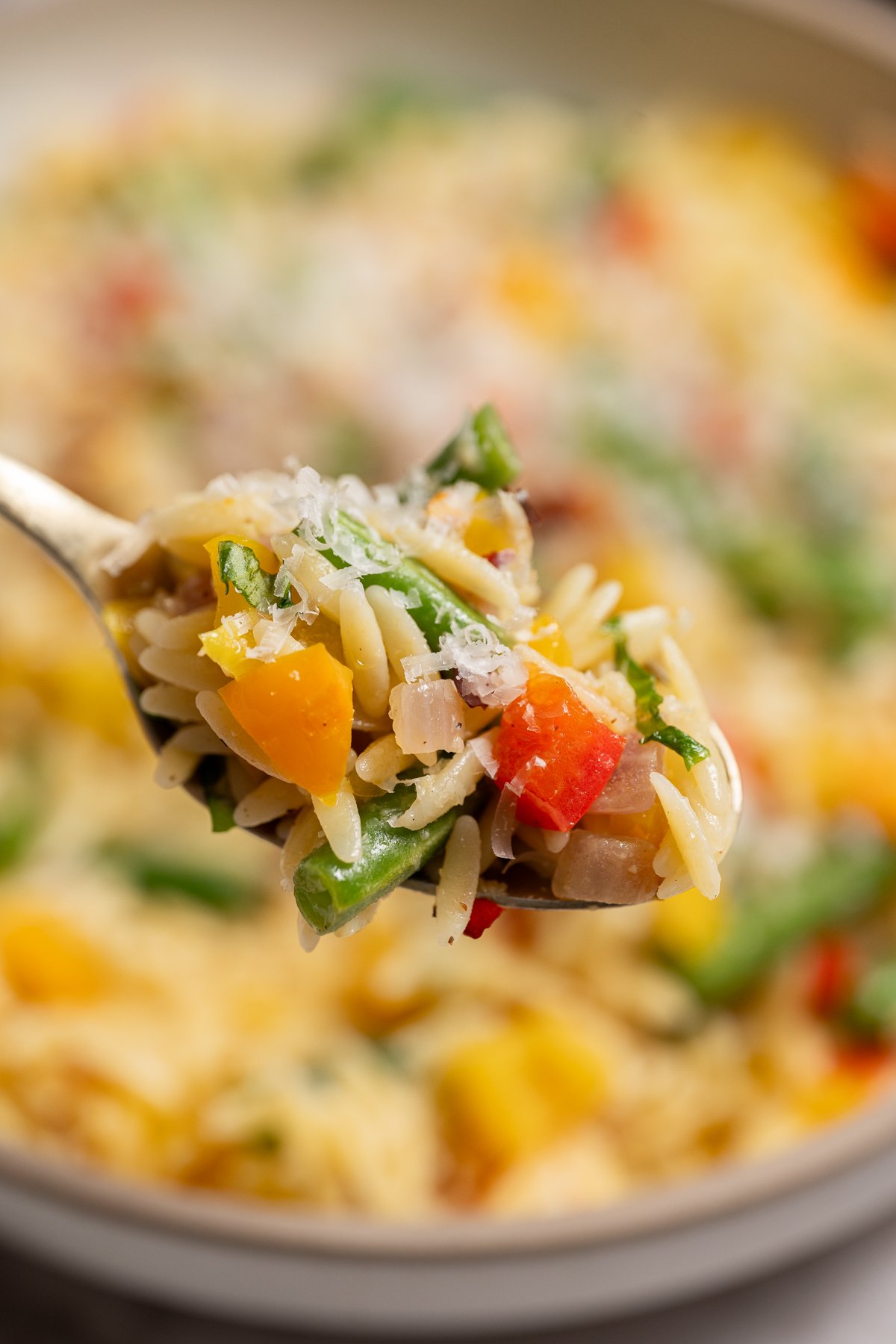 Summer Chopped Veggie Orzo with Parmesan