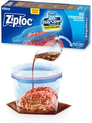 Ziploc Gallon Food Storage Freezer Bags, 60 Count Only $8.66