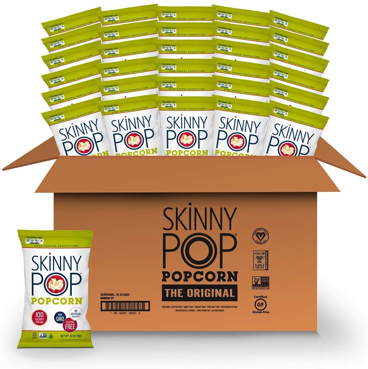 SkinnyPop Original Popcorn, Individual Snack Size Bags (Pack of 30) – Only $10.92!