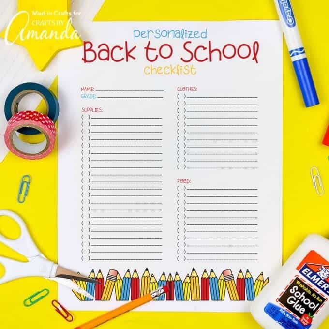 Free Printable Back to School Checklist