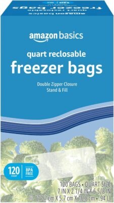 <div>Amazon Basics Reclosable Freezer Quart Bags, Stand & Fill Base, 120 Count Only $6.99</div>