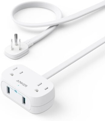 Anker USB Power Strip, 5 ft Cord, 2 Outlets and 2 USB Charger Only $10.99