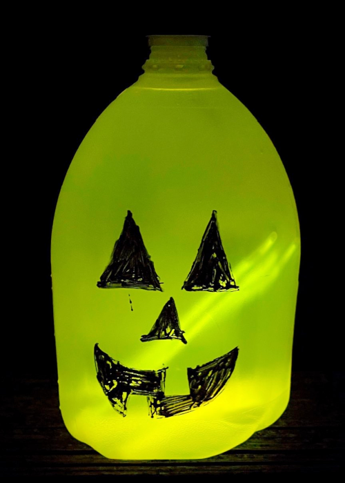 Glow in the Dark Milk Jug Monster Luminary for Halloween