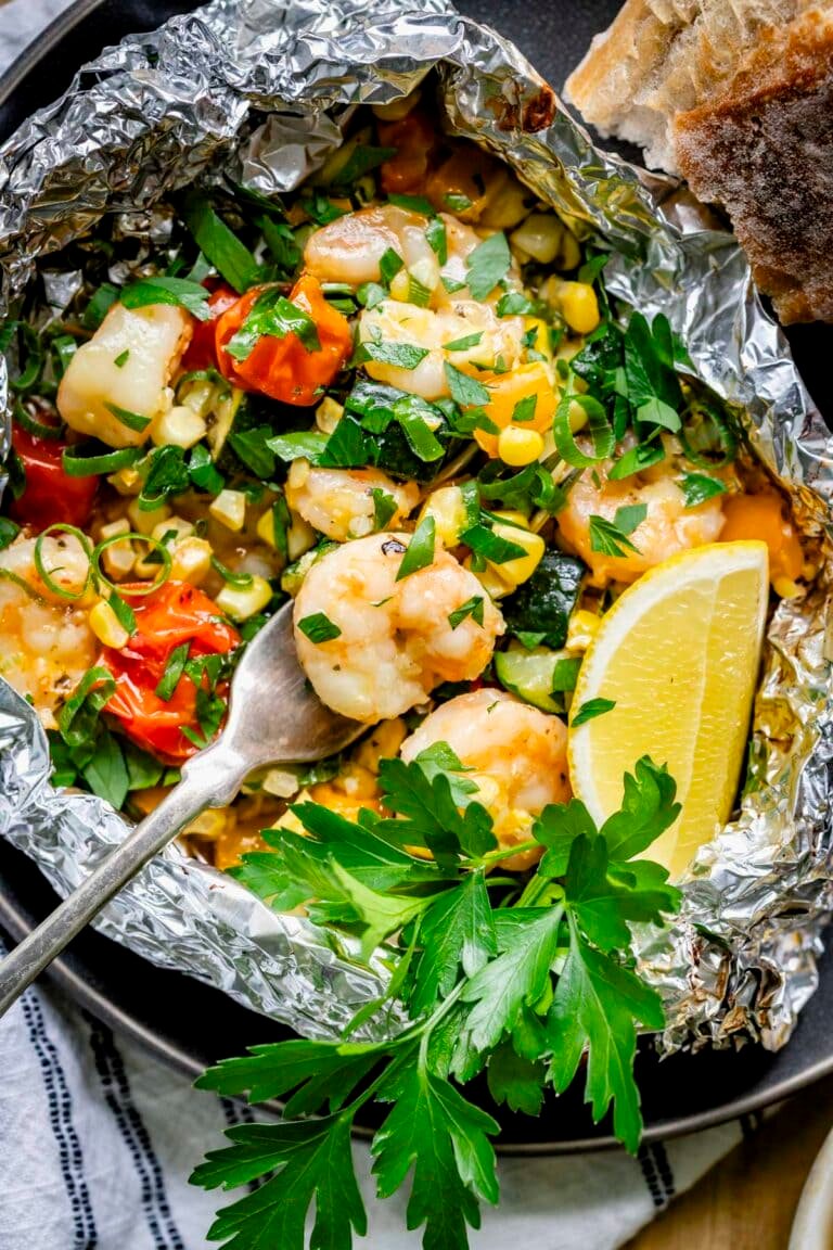 Grilled Shrimp Foil Packets with Veggies