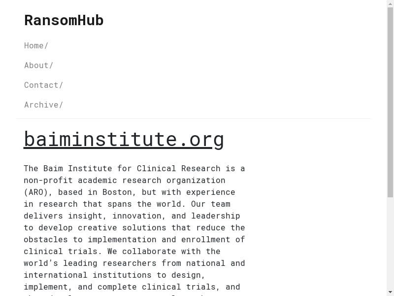 Baim Institute for Clinical Research breached, SSNs and other data leaked online