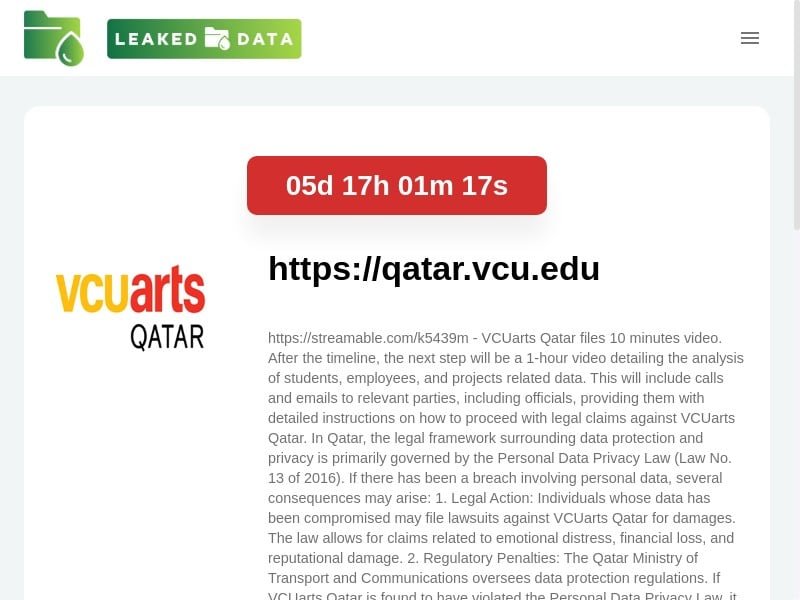 Data breach at VCUarts Qatar claimed by Dispossessor ransomware gang