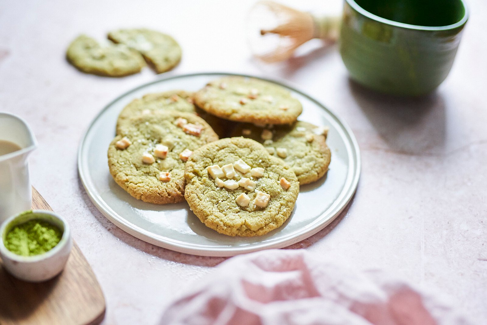 Travel Cookies with Matcha and White Chocolate