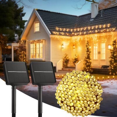 Solar String Lights for Outside, 2-Pack 200LED 78FT Total Only $11.19