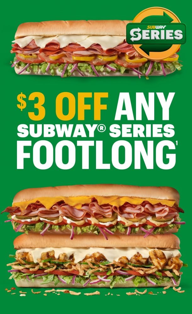 Subway Restaurants Canada 3-Day Weekend Promotions: Save $3 off Any FootLong