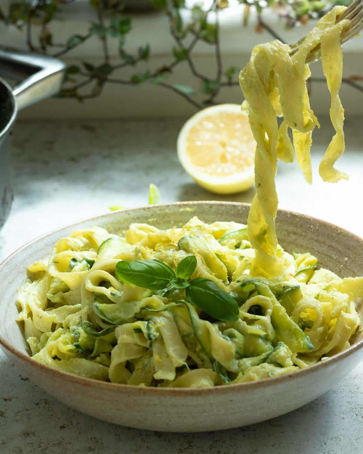 Creamy Zucchini Pasta with Lemon Basil Sauce