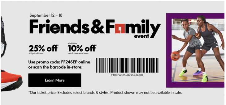 <div>Sport Chek Canada Friends & Family Event Sale: Save 25% off Regular Priced Items and an Extra 10% off Clearance</div>