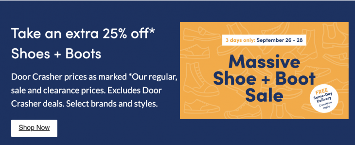 <div>Mark’s Canada Shoes & Boots Sale: Save an Extra 25% off + Free Same Day Delivery</div>