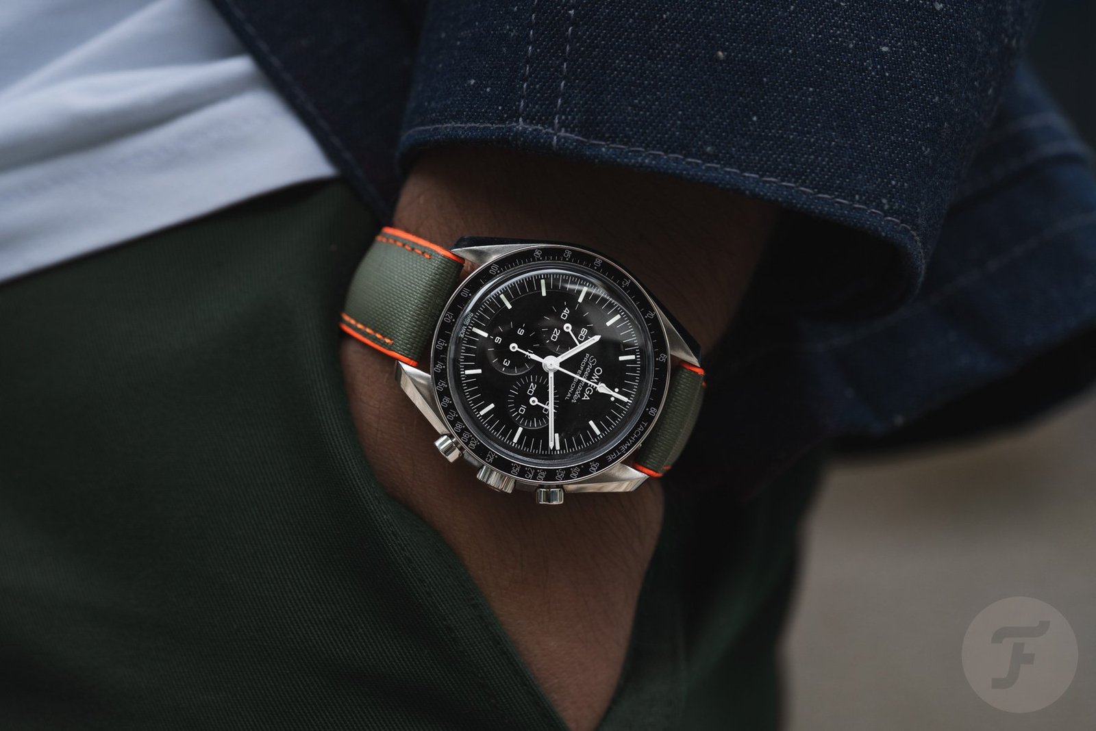 <div>A Bold Pairing: The New Artem HydroFlex Khaki Green & Orange Strap</div>