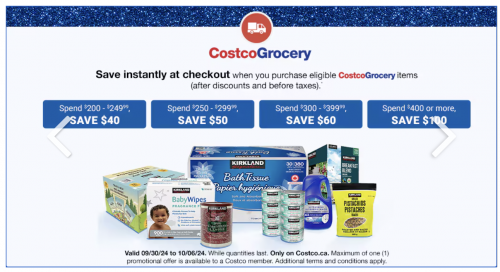 Costco Canada Members Promotions: Save up to $100 Off Grocery Orders Until October 6