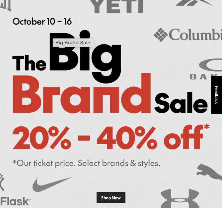 <div>Sport Chek Canada The Big Brand Sale: Save 20% – 40% Off On Big Brands & Styles</div>