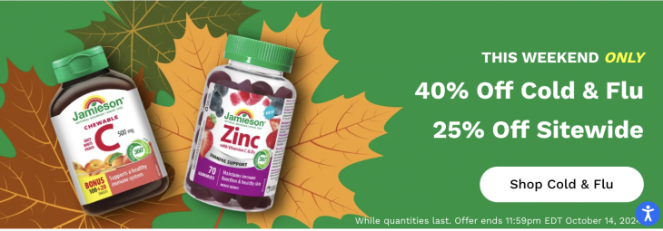 <div>Jamieson Vitamins Canada Sale: Today, Save 40% on Cold & Flu + 25% off Sitewide</div>