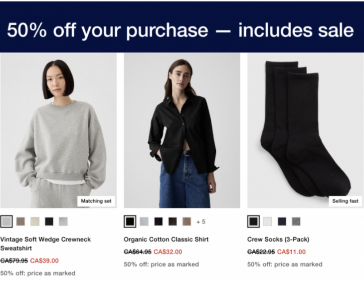 Gap Canada Winter Sale: Save 50% Off Your Purchase Including Sale Styles