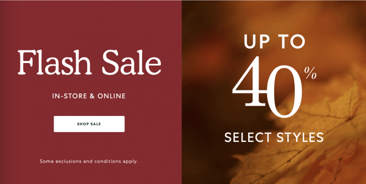 Roots Canada Flash Sale: Save up to 40% Off Select Styles