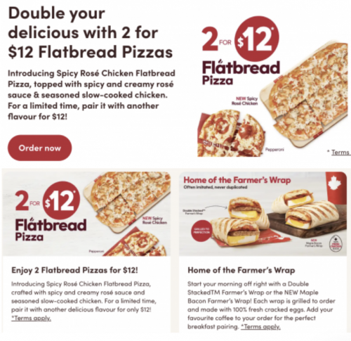 Tim Hortons Canada Offers: 2 for $12 Flatbread Pizzas