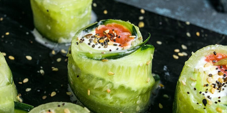 Low-Carb Smoked Salmon Cucumber Rolls