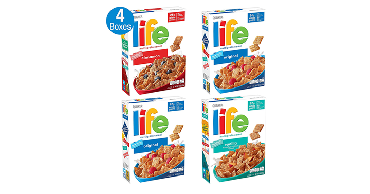 Quaker Life Breakfast Cereal, 3 Flavor Variety Pack (4 Boxes)- Just $9.34!