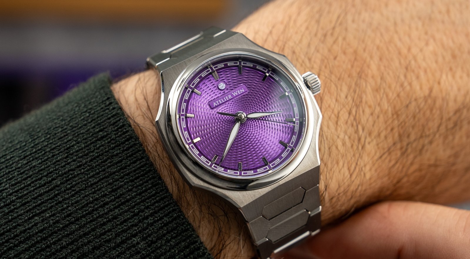 The Atelier Wen Perception Millésime Mù sports a purple dial and titanium case, and a potential tantalum ticket