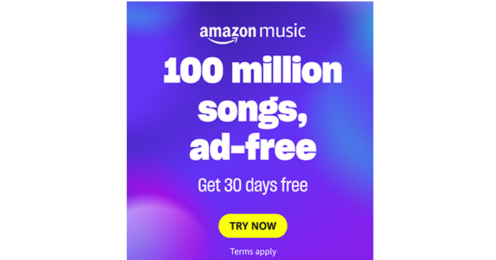 Try Amazon Music Free for 30 days! Unlimited access to 100 million songs, ad-free!