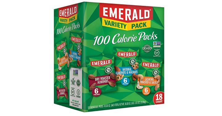 Emerald Nuts Mixed Nuts Variety Pack, 18 Count 100-Calorie Individual Packs – Just $10.44!