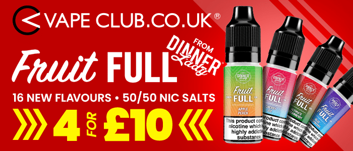 Vape Deal!! Dinner Lady Fruit Full E-liquid – 4 For £10!