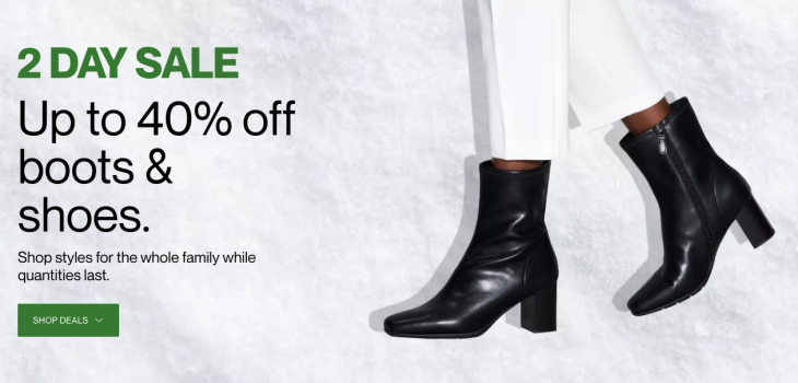 <div>The Bay Canada 2 Day Sale: Save up to 40% Off Boots & Shoes + More Deals</div>