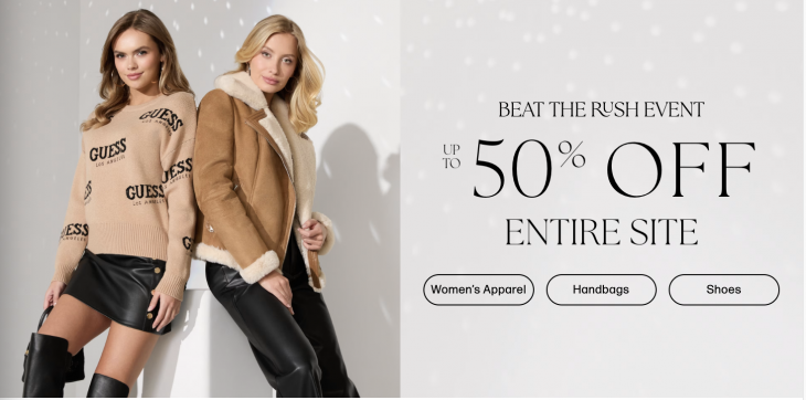 GUESS Factory Canada Early Black Friday Deals: Save up to 50% off Entire Site + FREE Shipping on all Orders