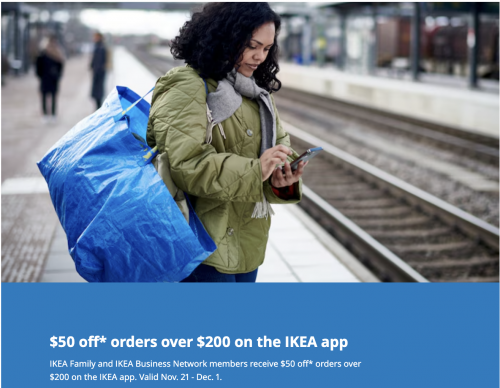 IKEA Canada Black Friday Offers: Save $50 Off Orders Over $200 on the IKEA App