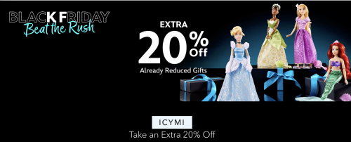 Disney Store Canada Black Friday Sale: Save an Extra 20% off Already Reduced Gifts with Coupon Code