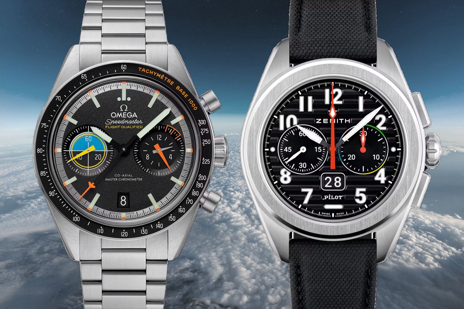 Sunday Morning Showdown: Omega Speedmaster Pilot Flight Qualified Vs. Zenith Pilot Big Date Flyback