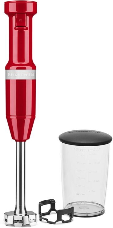 KitchenAid KHBV53PA Variable Speed Corded Hand Blender, Passion Red, 8 in $39.99